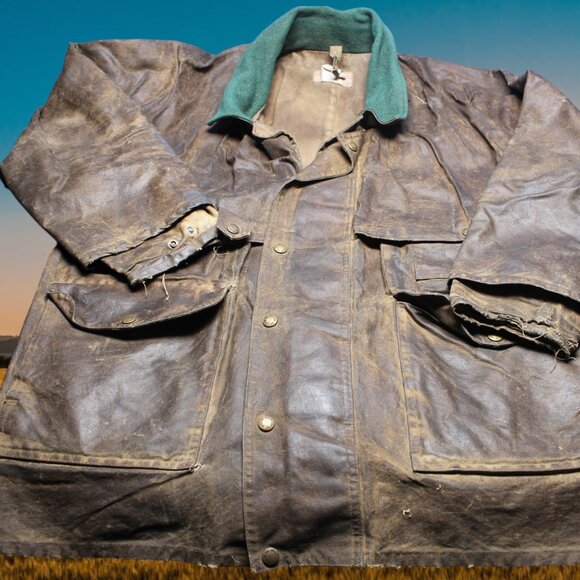 Vintage Filson Waxed Canvas Jacket Size 46 USA Tin Cloth Cruiser Packer Hunting - Picture 1 of 14